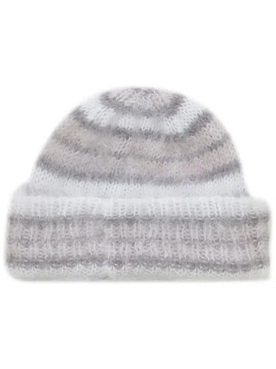 Marni Striped Beanie In White