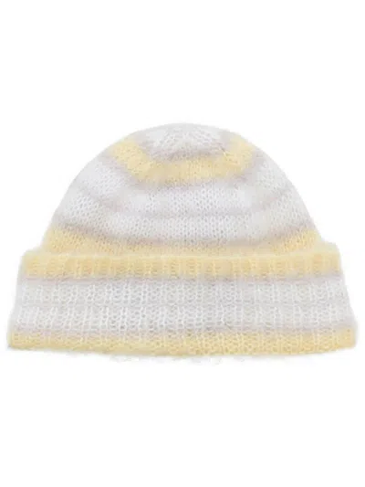Marni Striped Beanie In Yellow