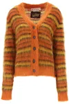 MARNI STRIPED BRUSHED MOHAIR CARDIGAN FOR WOMEN