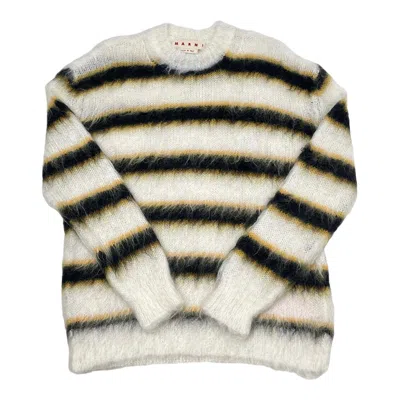 Pre-owned Marni Striped Brushed Mohair Sweater Yellow White