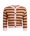 Marni Cropped Cardigan With Playful Stripe Pattern In Brown