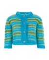 Marni Brushed Striped Cardigan In Green