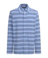 Marni Light Blue Cotton Turtleneck Polo With Horizontal Stripes In Blue