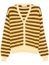 Shop Marni Striped Cardigan In Yellow