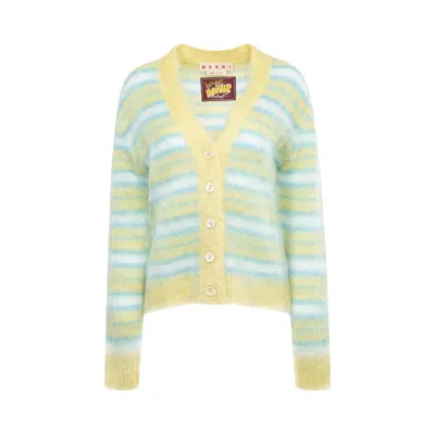 Pre-owned Marni Striped Cardigan 'yellow/blue' | Multi-color | Women's Size 44 In Multicolor