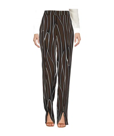 Marni Striped Casual Pants In Brown