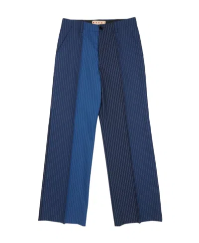 Marni Striped Casual Pants In Blue