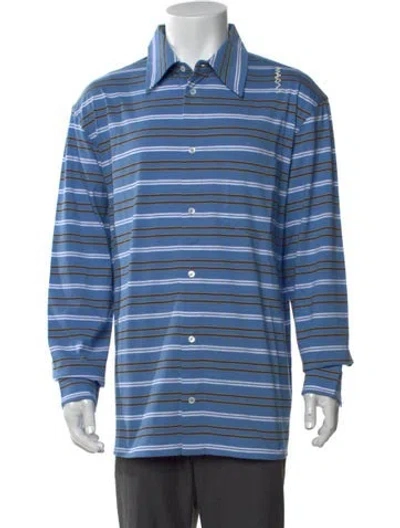 Pre-owned Marni Striped Collar Polo Shirt W/ Tags In Blue