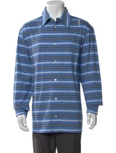 Pre-owned Marni Striped Collar Polo Shirt W/ Tags In Blue