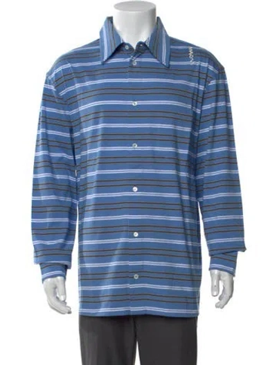 Pre-owned Marni Striped Collar Polo Shirt W/ Tags In Blue