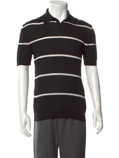 Pre-owned Marni Striped Collar Polo Sweater In Black