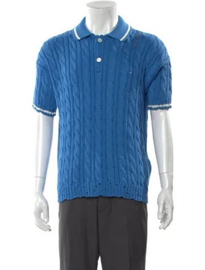 Pre-owned Marni Striped Collar Polo Sweater W/ Tags In Blue