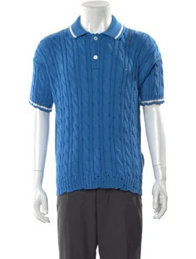 Pre-owned Marni Striped Collar Polo Sweater W/ Tags In Blue