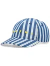 Marni Striped Cotton Baseball Cap In Blue
