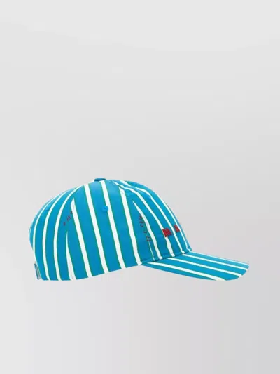 Marni Striped Cotton Baseball Cap With Curved Peak In Blue