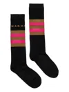 Marni Striped Cotton Blend Socks In Black