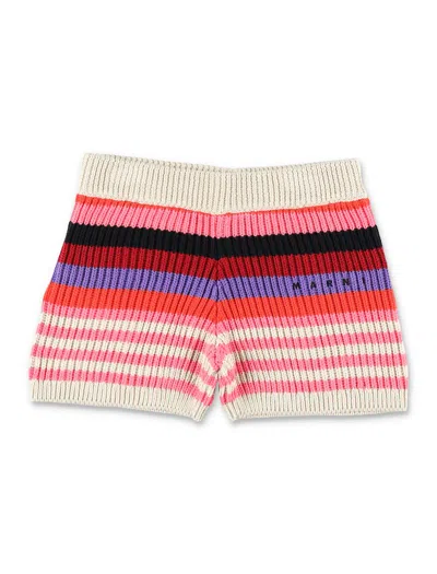 Marni Kids'  Striped Cotton Knit Culottes For Girls In Multi
