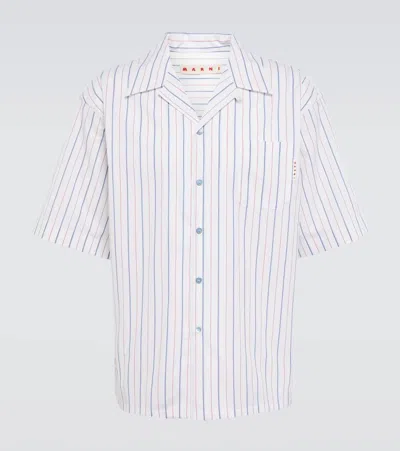 Marni Striped Bowling Shirt In White Stripes