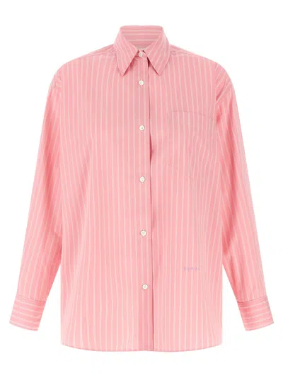 Marni Striped Cotton-blend Blouse In Pink