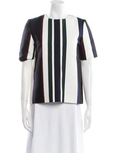 Pre-owned Marni Striped Crew Neck Blouse In White