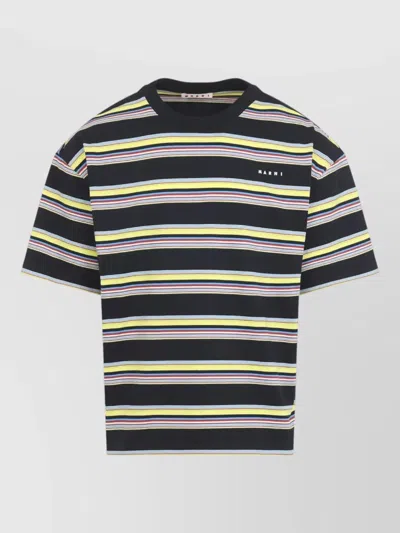 Marni Striped Crew Neck Cotton Jersey T Shirt In Multi