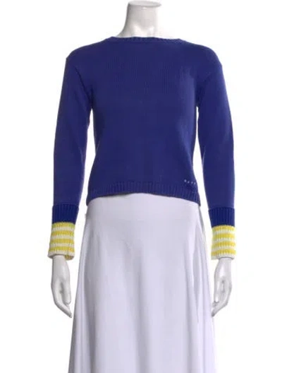 Pre-owned Marni Striped Crew Neck Sweater In Blue