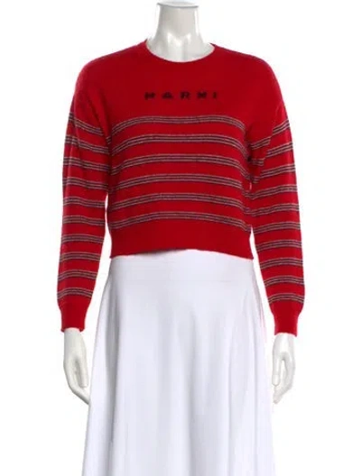 Pre-owned Marni Striped Crew Neck Sweater In Red