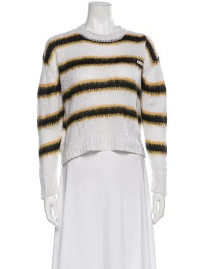 Pre-owned Marni Striped Crew Neck Sweater In White
