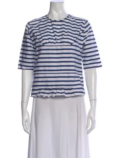 Pre-owned Marni Striped Crew Neck Top In White