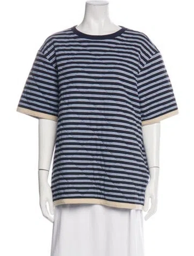 Pre-owned Marni Striped Crew Neck T-shirt In Blue