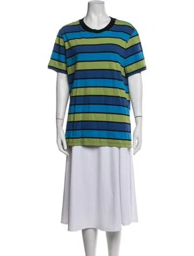 Pre-owned Marni Striped Crew Neck T-shirt In Blue