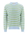 Marni Striped Cotton And Brushed Mohair-blend Sweater In Blue