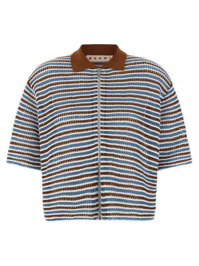 Marni Striped Crochet Cardigan Sweaters And Cardigans Multicolor