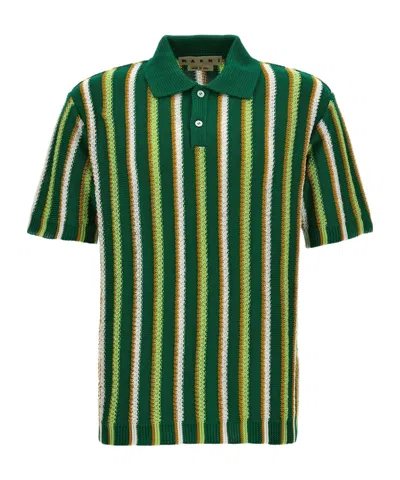 MARNI MARNI STRIPED CROCHETED POLO SHIRT