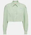 Marni Striped Cotton Poplin Boxy Cropped Shirt In Millet