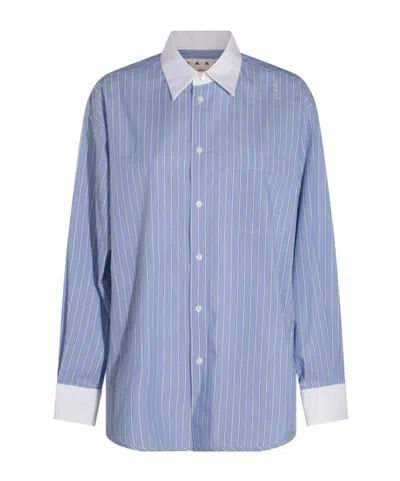 MARNI MARNI STRIPED CURVED HEM SHIRT
