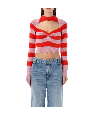 MARNI MARNI STRIPED CUT-OUT KNITTED JUMPER