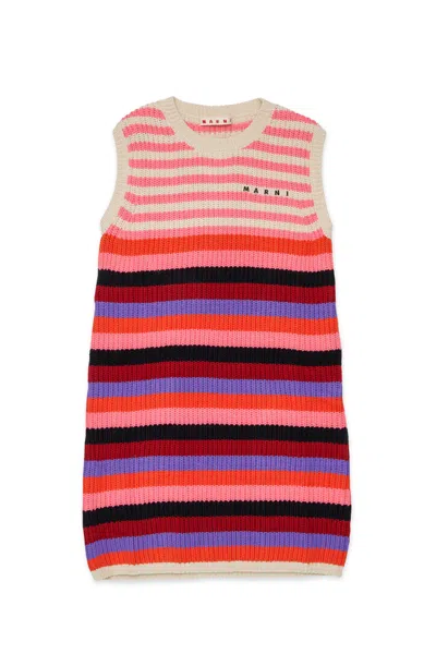 Marni Kids' Striped Sleeveless Dress In Pink