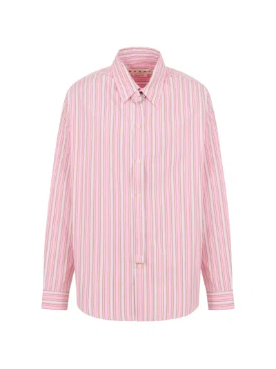 Marni Striped D-ring Shirt In Pink