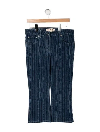 Pre-owned Marni Striped Flared Pants In Blue