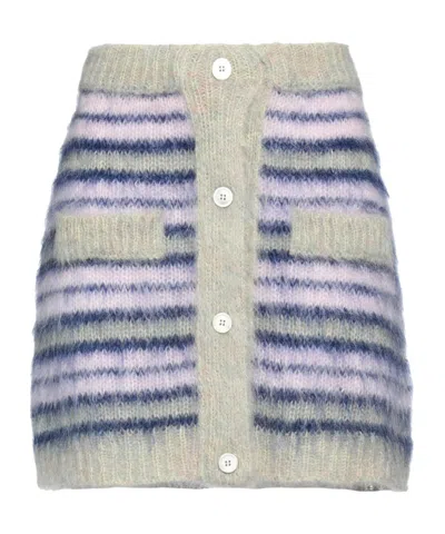 Marni Striped Flared Skirt In Gray