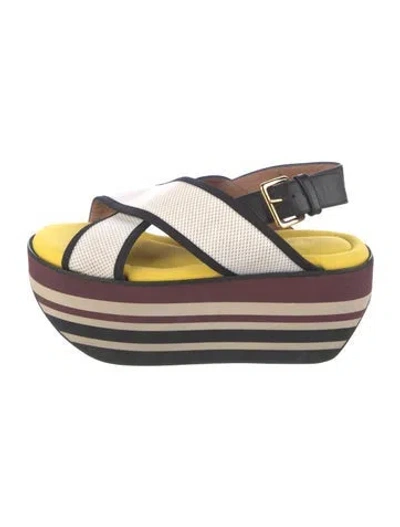 Pre-owned Marni Striped Flats In White