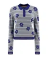 Marni Striped Flowers Polo Shirts In Gray