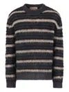 Marni Striped Wool Mohair Sweater In Black