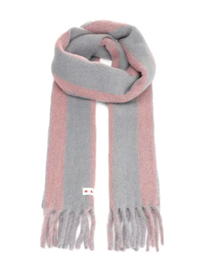 MARNI STRIPED FRINGED SCARF