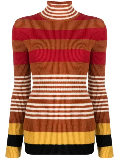 Marni Striped High Neck Knit Sweater In Clay For Women In Brown