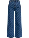 Marni Cotton Jeans Stripe Diagonal Five-pocket Wide-leg In Blue