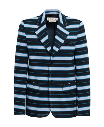Marni Striped Jersey Blazer In Black