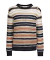 Marni Crew Neck Mohair Blend Sweater With Striped Pattern In Black
