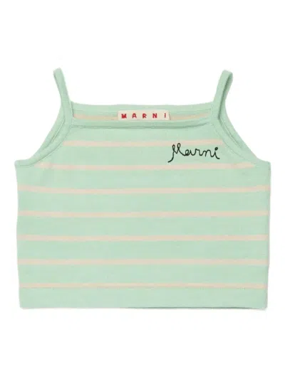 Marni Babies' Striped Knit Top In Green